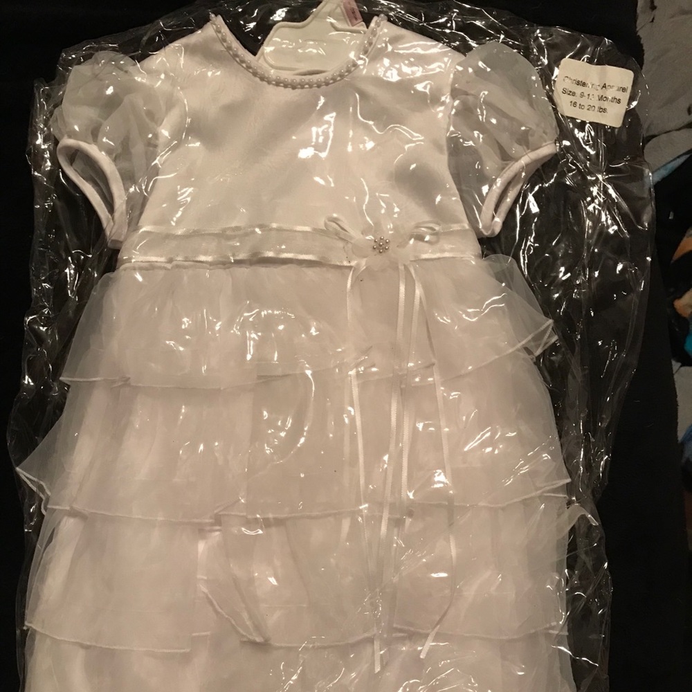 flower girl or baptism dress white with headband
